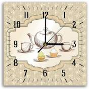 Horloge Murale Décor Thé et Pâtisseries pour Cuisine