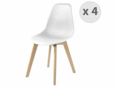Lena - chaise scandinave blanc pied hêtre (x4) Chaise scandinave blanc pied hêtre (x4)