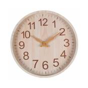 L&h-cfcahl - Horloge murale en bois minimaliste, horloge à quartz sans tic-tac à piles de 12 pouces, bois beige à l'intérieur et à l'exterieur