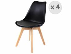 Lighty - chaise scandinave noir pieds hêtre (x4) Chaise