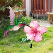 Linghhang - Fleur de colibri tridimensionnelle en acrylique pour sol de patio extérieur, décorations de modélisation murale pour patio extérieur,