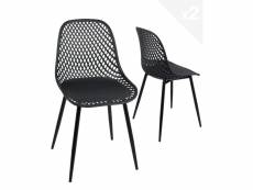 Lot de 2 chaises de cuisine design ajouré SELI (noir)