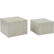 Lot de 2 tables basses effet marbre blanc cassé paros. l 58 x l 58 x h 40cm / l 50 x l 50 x h 33cm - Blanc