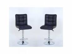 Lot de 2 tabourets chaise de bar coco relevable rotatif noir 20100825045