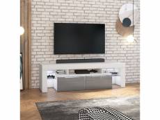 Meuble tv - vergon - blanc mat / gris brillant - avec