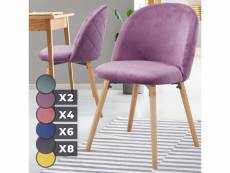 Miadomodo® chaise de salle à manger en velours - lot de 2, pieds en bois hêtre, style moderne, violet - chaise scandinave pour salon, chambre, cuisine
