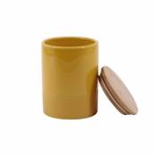 Pot en céramique jaune moutarde avec couvercle en bambou Lucie 0 95 L