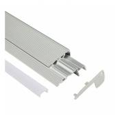 Profilé led d'escalier / nez de marche - Série S60 - 1,5 mètre - Aluminium - Diffuseur opaque - Aluminium gris