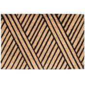 Relaxdays - Paillasson rayures en fibres de coco, HxlxP: 1,5 x 60 x 40 cm, rectangle antidérapant, caoutchouc, nature-noir