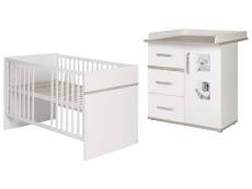 ROBA Set de meuble "Moritz" – Lit bébé évolutif + Commode à langer – blanc/orme lunaire