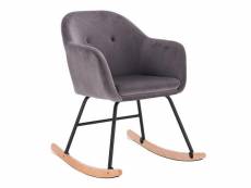 Rocking chair velours en bois gris foncé helloshop26