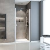Schulte - Porte de douche pivotante, 80 x 180 cm, verre transparent 5 mm Sunny, profilé blanc