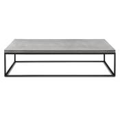 Table basse design industriel en béton gris et acier noir - 130x70cm