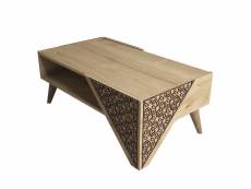 Table basse forces motif arabesque bois et chêne