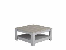 Table basse yilema 89x89cm chêne clair et gris clair