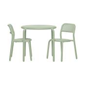 Table bistrot et 2 chaises en aluminium vert Toni set