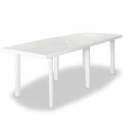 Table de jardin rectangulaire en pvc - Blanc - 210 x 96 x 72 cm