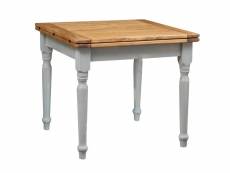 Table extensible en bois massif de tilleul, finition naturelle, châssis grise vieillie, made in italy