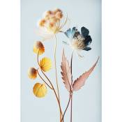 Tableau sur verre synthétique fleur colorée 80x120 cm