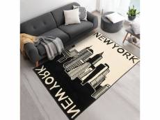 Tapis salon 133x200 new york city noir fait main idéal pour