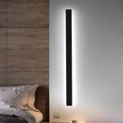 TolleTour Applique Murale Moderne LED, Lampe Murale pour Chambre Maison Couloir Salon Lumière 100cm 21W Blanc froid - Noir