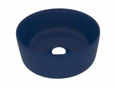 Vidaxl lavabo rond de luxe bleu foncé mat 40x15 cm céramique 147012