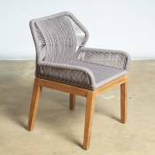 Wanda Collection - Chaise de jardin en teck et corde gris Vera - Gris