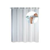 Wenko - Rideau de douche Comfort Flex, Rideau de douche 180x200 cm, lavable en machine et imperméable à l'eau, 10 anneaux rideau de douche intégrés,