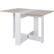 Wyctin - Hofuton Table console pliable 2-4 personnes bois chêne et blanc