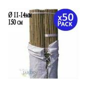 50 x Tuteur en Bambou 150 cm, 11-14 mm. Baguettes de bambou, canne de bambou écologique pour soutenir les arbres