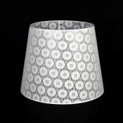 Abat-jour en tissu blanc brodé au design campagnard pour lampadaire avec culot E27 H:35 cm Ø38cm - Blanc - Blanc
