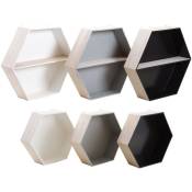 Aubry Gaspard - Etagères hexagonales en bois (Lot de 6) - Blanc