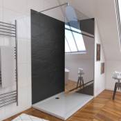 Aurlane - Ensemble complet douche à l'Italiennne avec Receveur 90x90 + Paroi Miroir + Panneaux muraux Ardoise