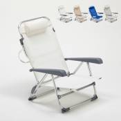 Beach And Garden Design - Chaise longue de plage transat pliant avec accoudoirs mer Gargano Couleur: Blanc