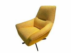 Beluti - fauteuil bi-matières tissu et velours jaune