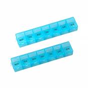 BESTOMZ 2pcs porte-pilules Semainier 7 jours Pill Medicine Box (bleu)