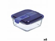Boîte à lunch hermétique luminarc easy box bleu verre (760 ml) (6 unités)