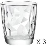 BORMIOLI Gobelet Diamond bas verre x3 30cl transparent