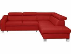Canapé d'angle convertible en cuir italien de luxe 5 places astrid, rouge foncé, angle droit