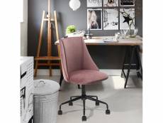 Chaise de bureau rose velours métal
