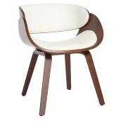 Chaise design blanc et bois foncé noyer bent - Noyer
