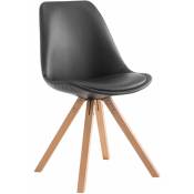 Chaise en bois carré en bois clair et assis dans différentes couleurs comme colore : noir