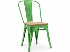 Chaise salle à manger stylix design industriel en métal et bois clair - nouvelle edition vert