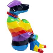 Déco chien rayures multicolores XL 80cm Kare Design