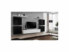 Ensemble meuble tv mural - switch iv - 320 cm x 150 cm x 40 cm - noir et blanc