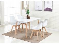 Ensemble salle à manger moderne lorenzo - table blanche + 4 chaises blanches - design scandinave