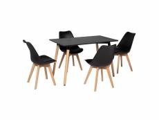 Ensemble table rectangulaire 120cm pia et 4 chaises nora noir