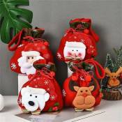 Ersandy - Sac cadeau de bonbons de Noël, paquet de 4 sacs de Noël Père Noël enfants cadeaux de Noël sac de bas de bonbons exquis flocon de neige père
