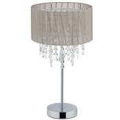Lampe de table cristal, Abat-jour en organza, pied rond, veilleuse, HxD, gris/argenté 43 x 24 gris/argent - Relaxdays