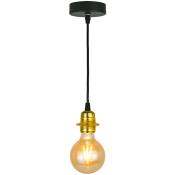 Lampe suspension design or en métal doré Compatible ampoule LED E27